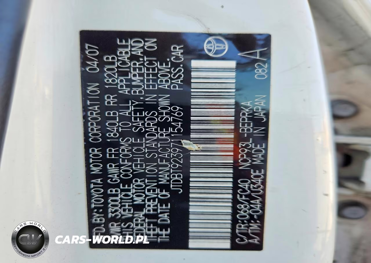 2007 Toyota Yaris Base VIN:JTDBT923971154769 - 12