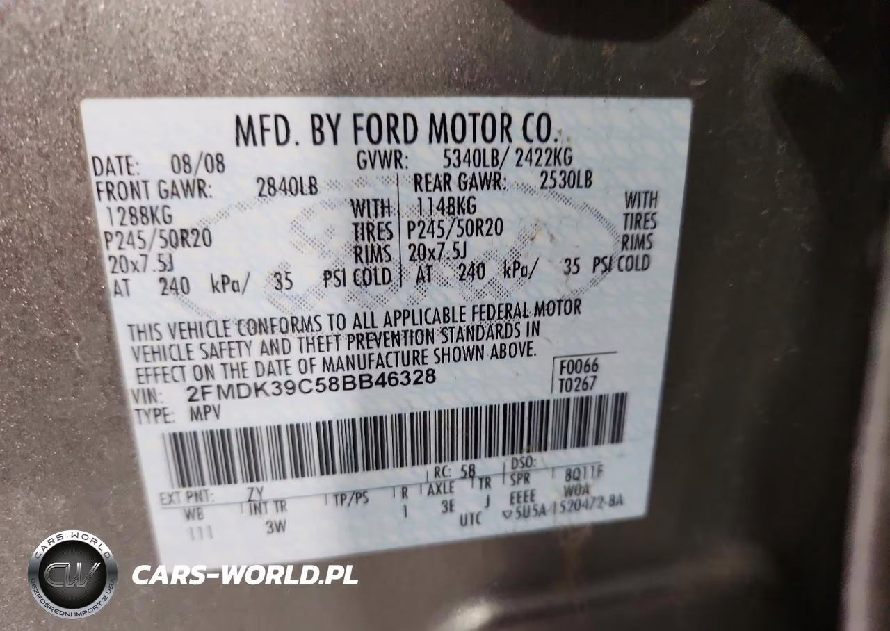 2008 Ford Edge Limited VIN:2FMDK39C58BB46328 - 13