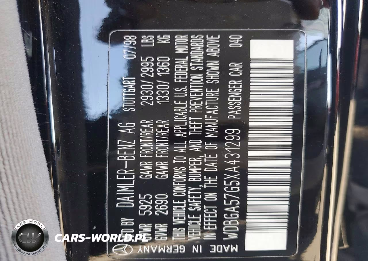 1999 Mercedes-Benz S 600 VIN:WDBGA57G5XA431299 - 12