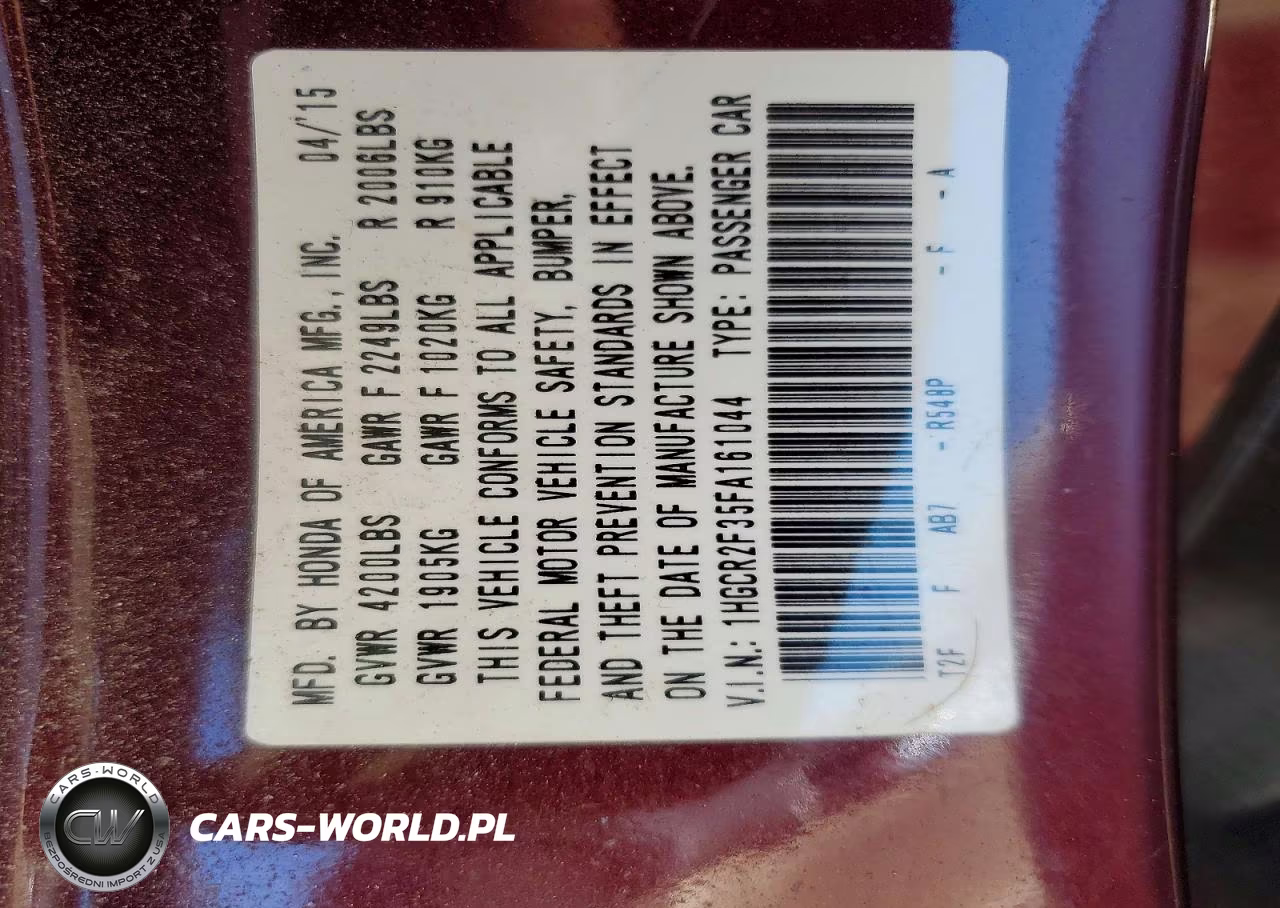 2015 Honda Accord Lx VIN:1HGCR2F35FA161044 - 12