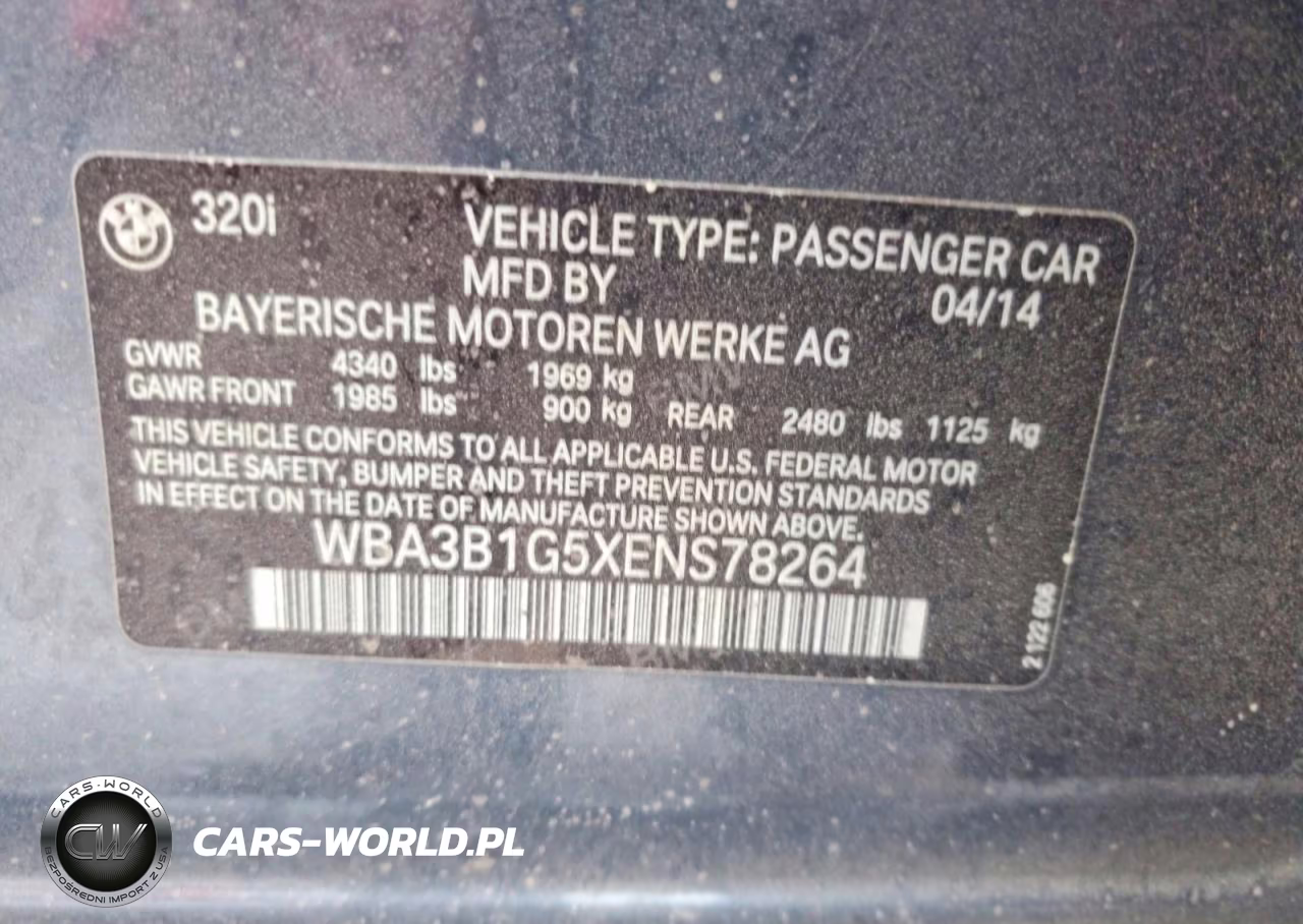 2014 BMW 320 I VIN:WBA3B1G5XENS78264 - 12