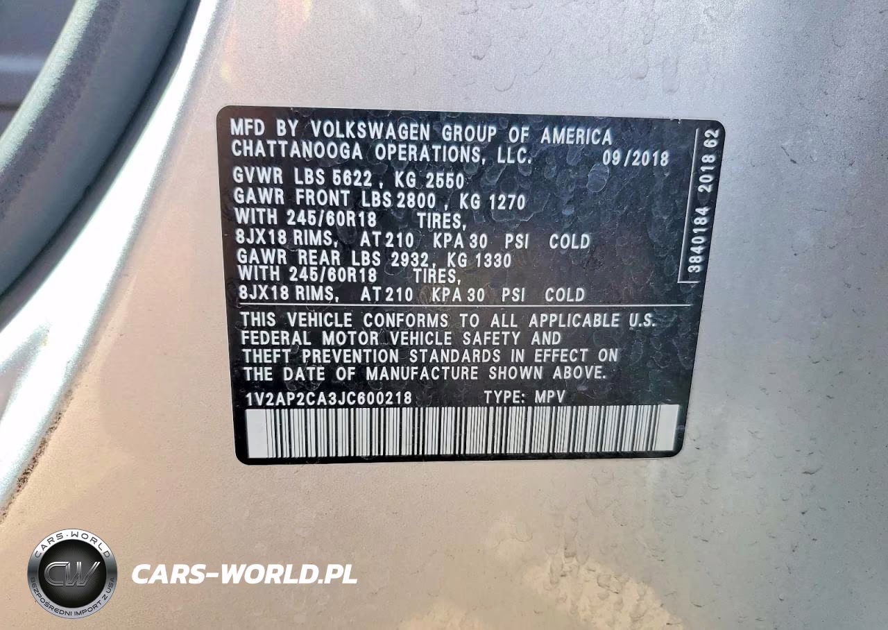 2018 Volkswagen Atlas S VIN:1V2AP2CA3JC600218 - 13