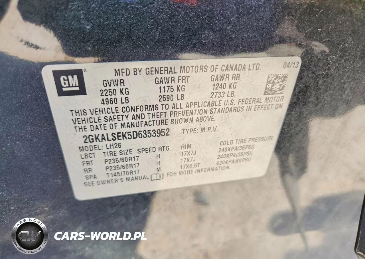 2013 GMC Terrain Sle VIN:2GKALSEK5D6353952 - 13