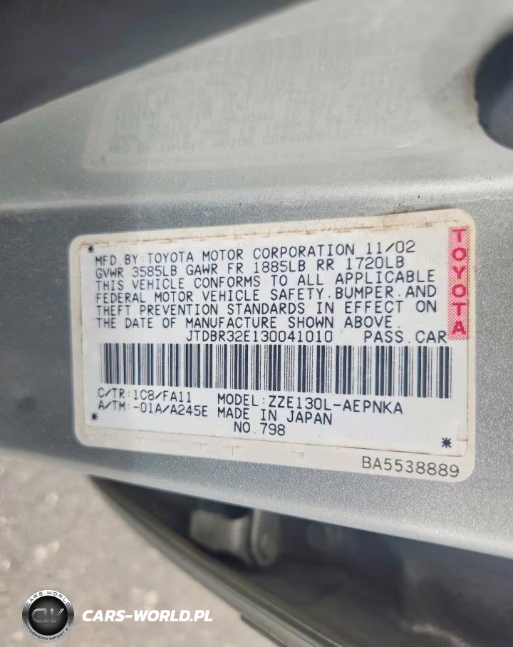 2003 Toyota Corolla Le VIN:JTDBR32E130041010 - 13