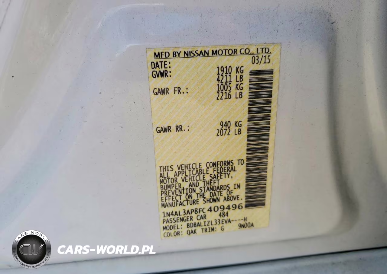 2015 Nissan Altima 2.5 Sv VIN:1N4AL3AP8FC409496 - 13