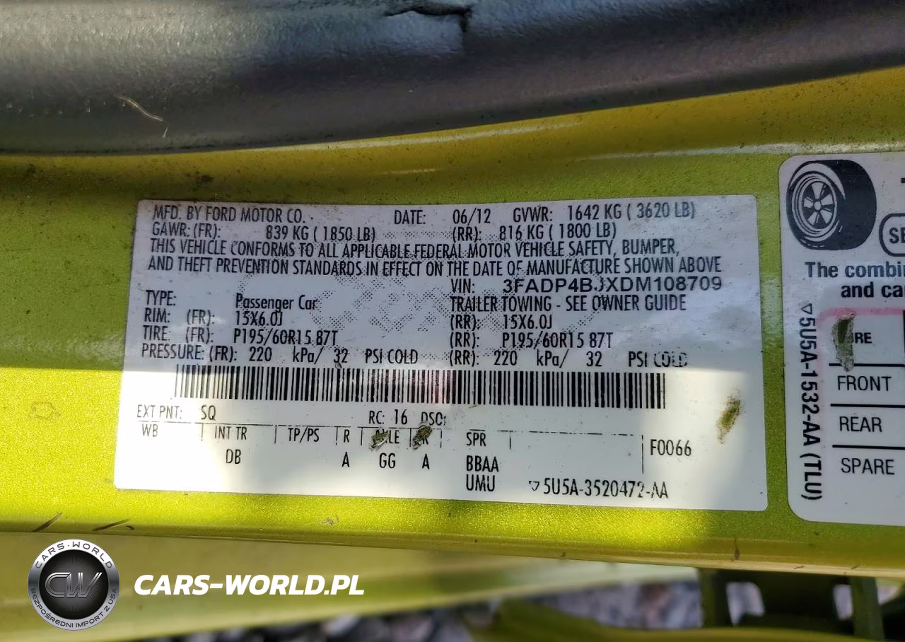 2013 Ford Fiesta Se VIN:3FADP4BJXDM108709 - 12