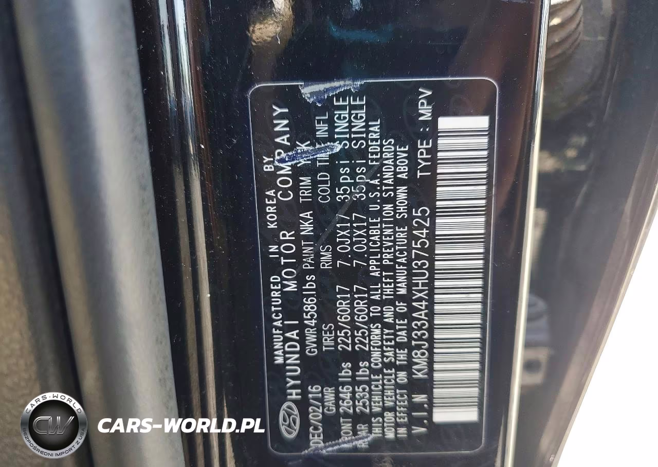 2017 Hyundai Tucson Se Plus VIN:KM8J33A4XHU375425 - 12