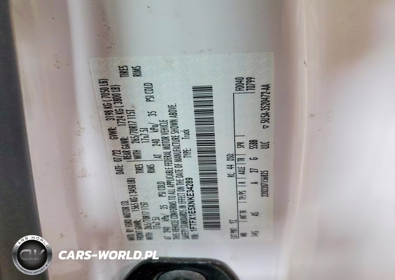 2022 Ford F150 Super Cab VIN:1FTFX1E5XNKE34289 - 12