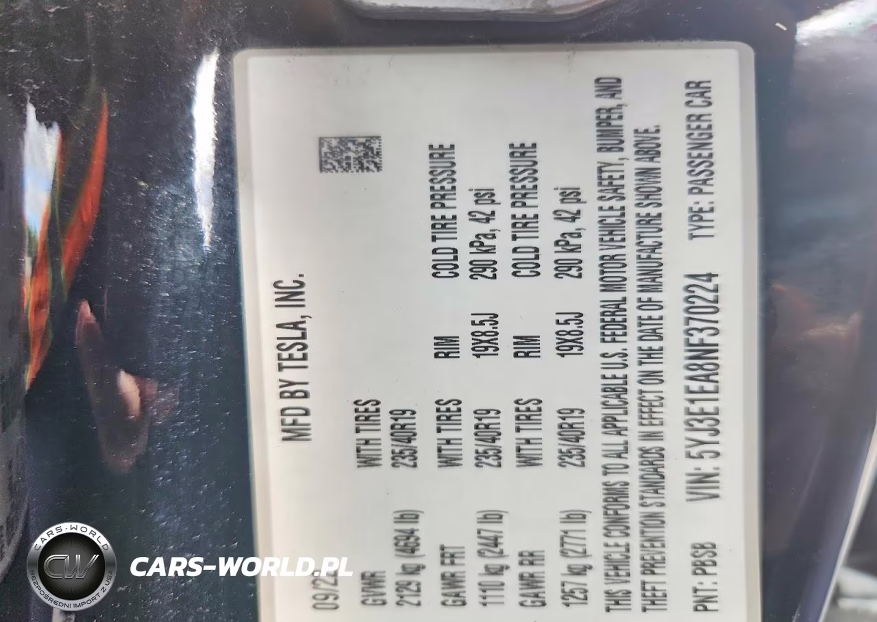 2022 Tesla Model 3 VIN:5YJ3E1EA8NF370224 - 12