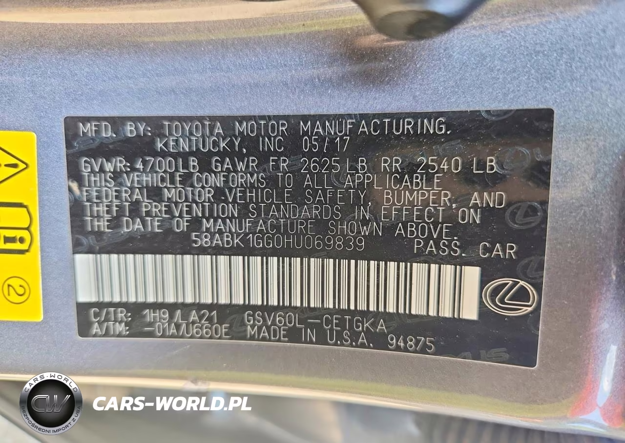 2017 Lexus Es 350 VIN:58ABK1GG0HU069839 - 12