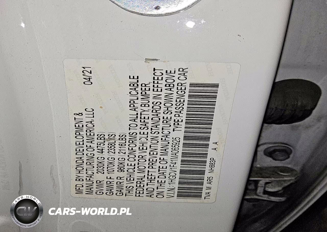 2021 Honda Accord Sport Se VIN:1HGCV1F41MA065925 - 12