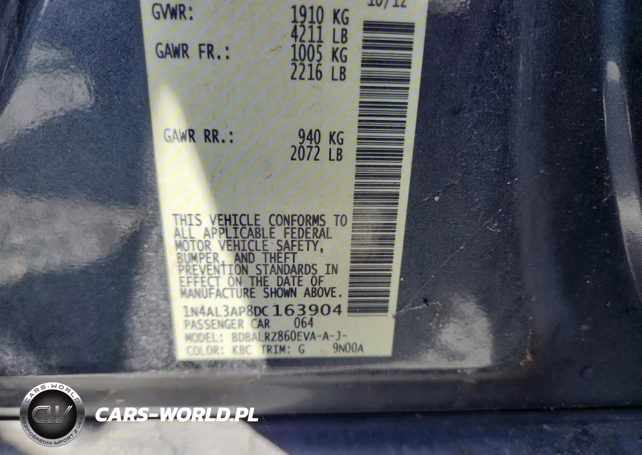 2013 Nissan Altima 2.5 VIN:1N4AL3AP8DC163904 - 12