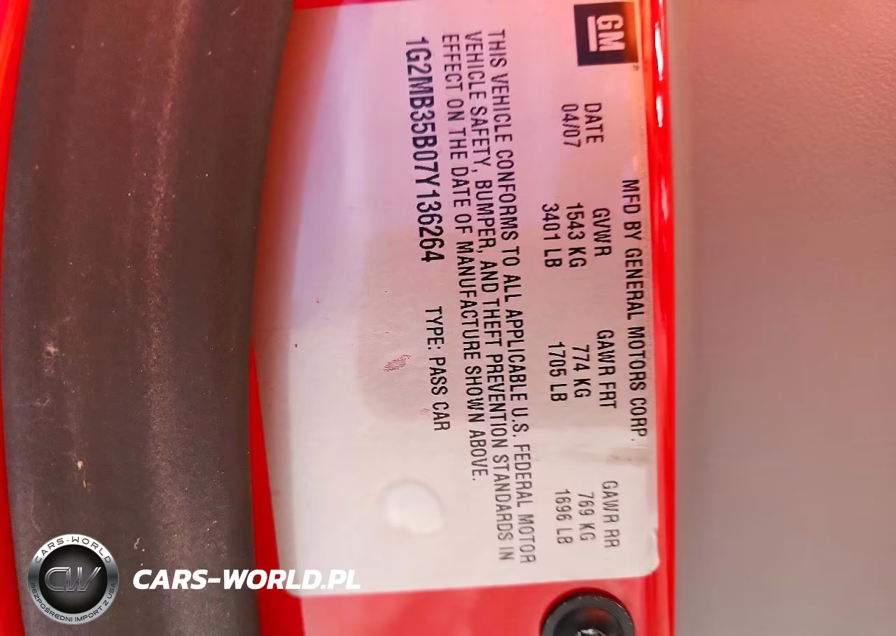 2007 Pontiac Solstice VIN:1G2MB35B07Y136264 - 12