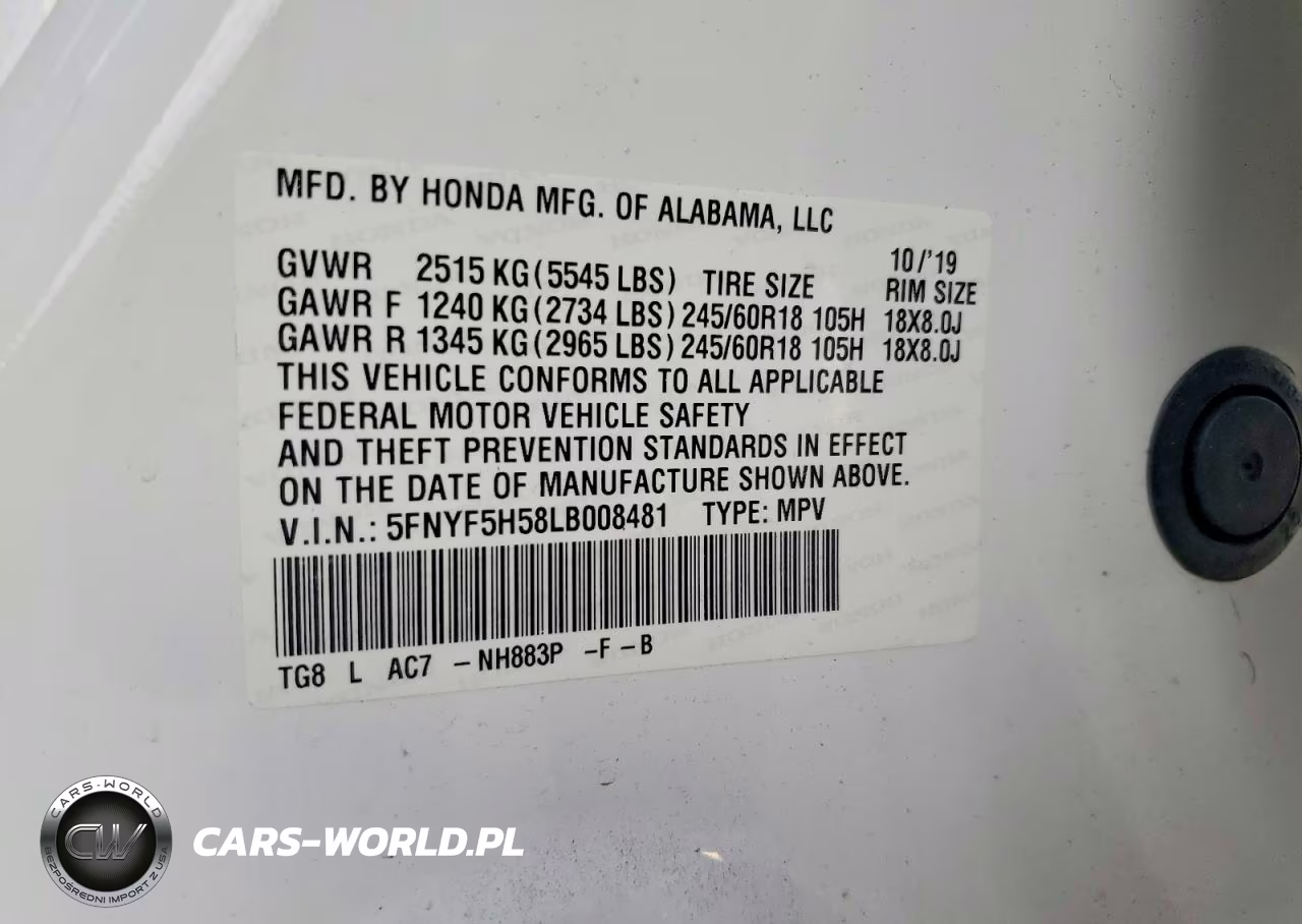 2020 Honda Pilot Exl VIN:5FNYF5H58LB008481 - 13