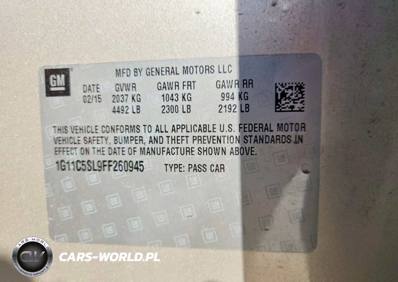 2015 Chevrolet Malibu 1Lt VIN:1G11C5SL9FF260945 - 12