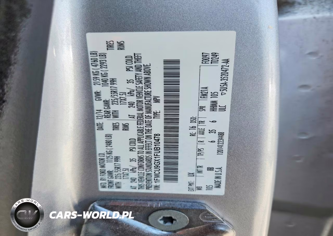 2015 Ford Escape Se VIN:1FMCU9GX1FUB10478 - 13