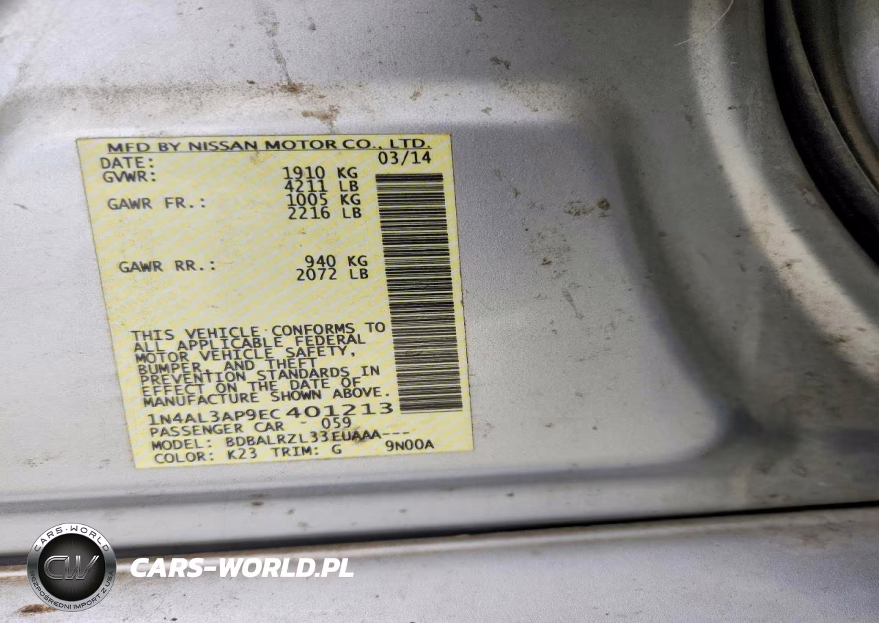 2014 Nissan Altima 2.5 S VIN:1N4AL3AP9EC401213 - 12
