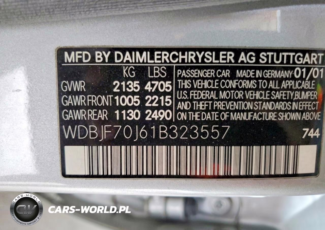 2001 Mercedes-Benz E 430 VIN:WDBJF70J61B323557 - 12