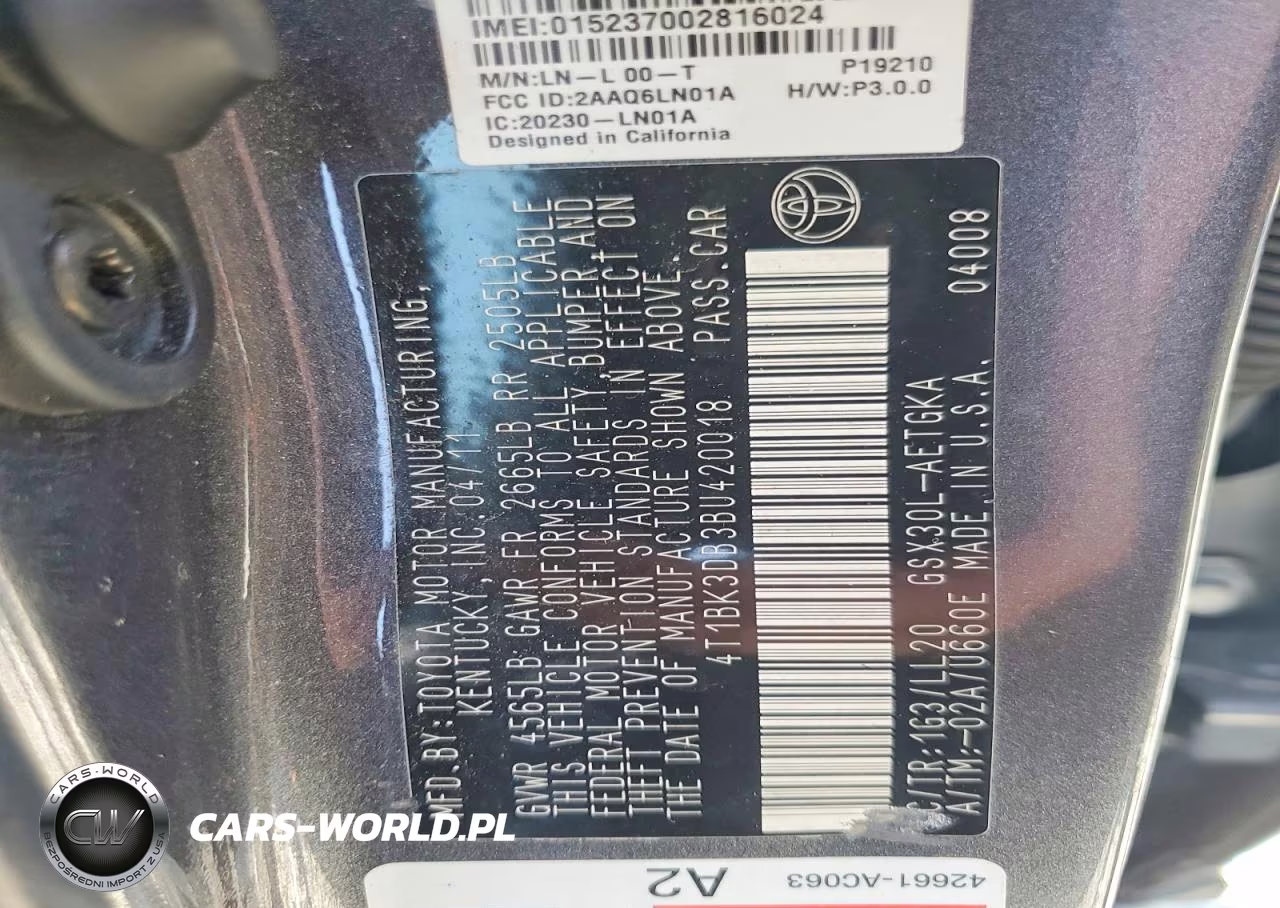 2011 Toyota Avalon Base VIN:4T1BK3DB3BU420018 - 12