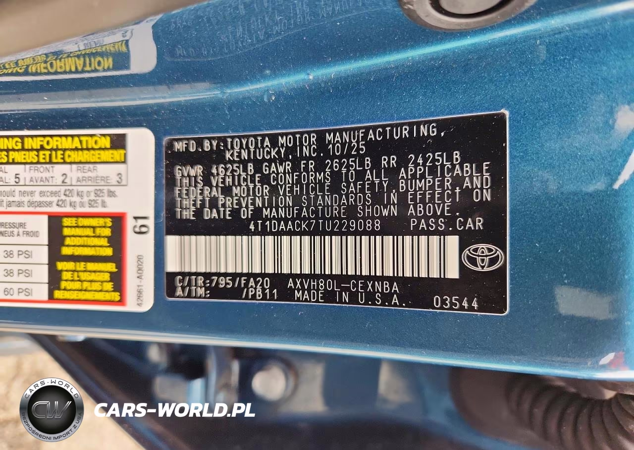 2026 Toyota Camry Le VIN:4T1DAACK7TU229088 - 12