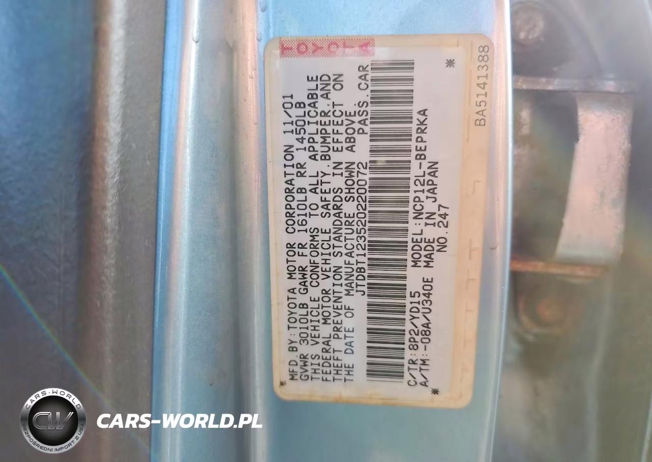 2002 Toyota Echo Base VIN:JTDBT123520220072 - 12