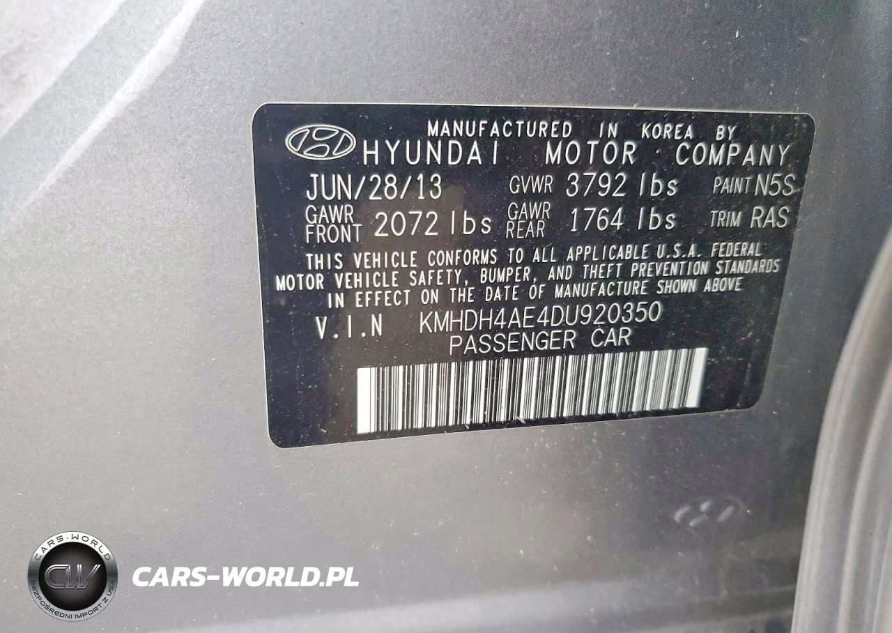 2013 Hyundai Elantra Limited VIN:KMHDH4AE4DU920350 - 12
