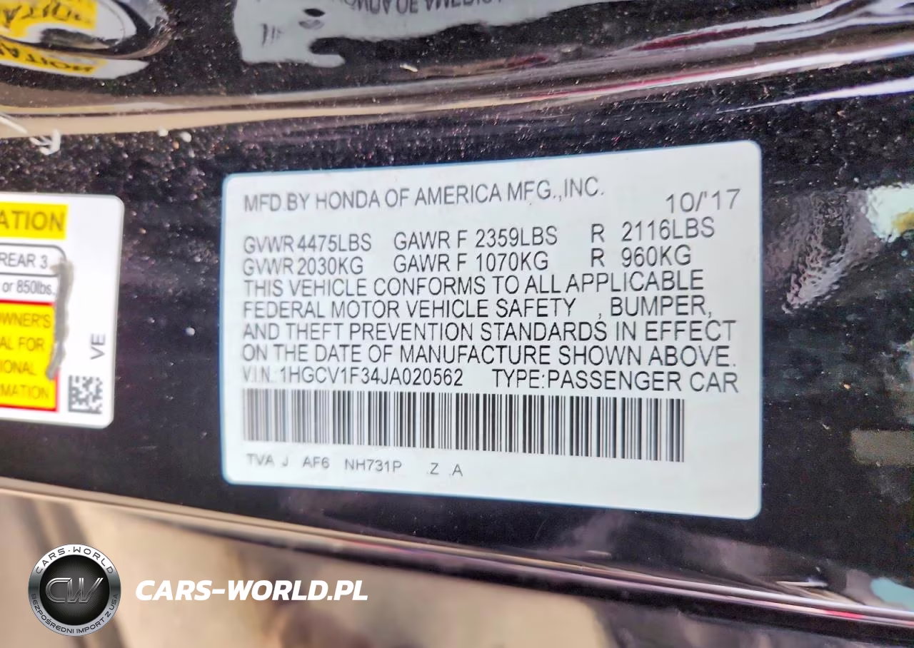 2018 Honda Accord Sport VIN:1HGCV1F34JA020562 - 12