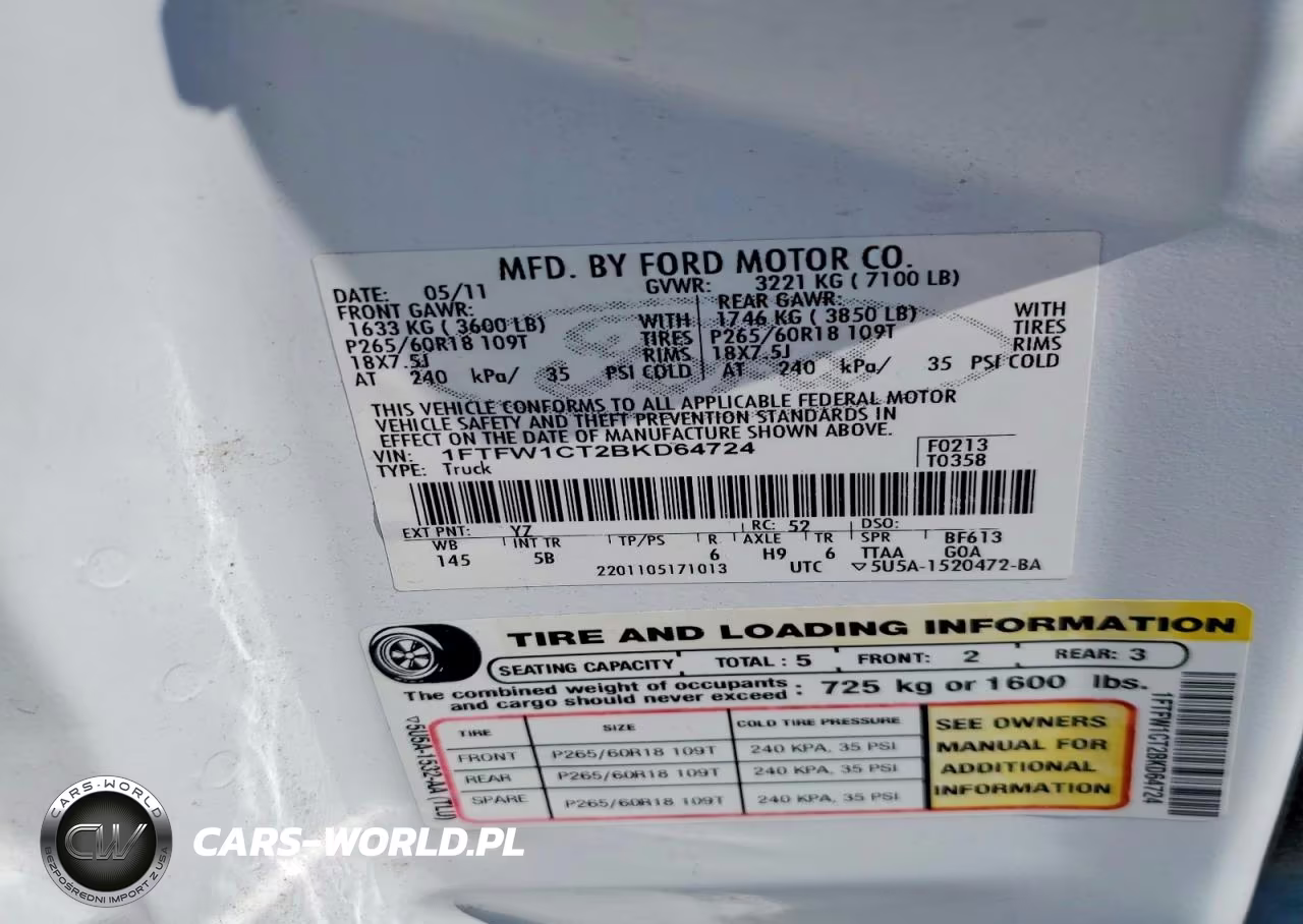 2011 Ford F150 Supercrew VIN:1FTFW1CT2BKD64724 - 12