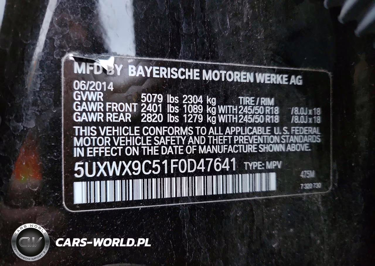 2015 BMW X3 xDrive28I VIN:5UXWX9C51F0D47641 - 13