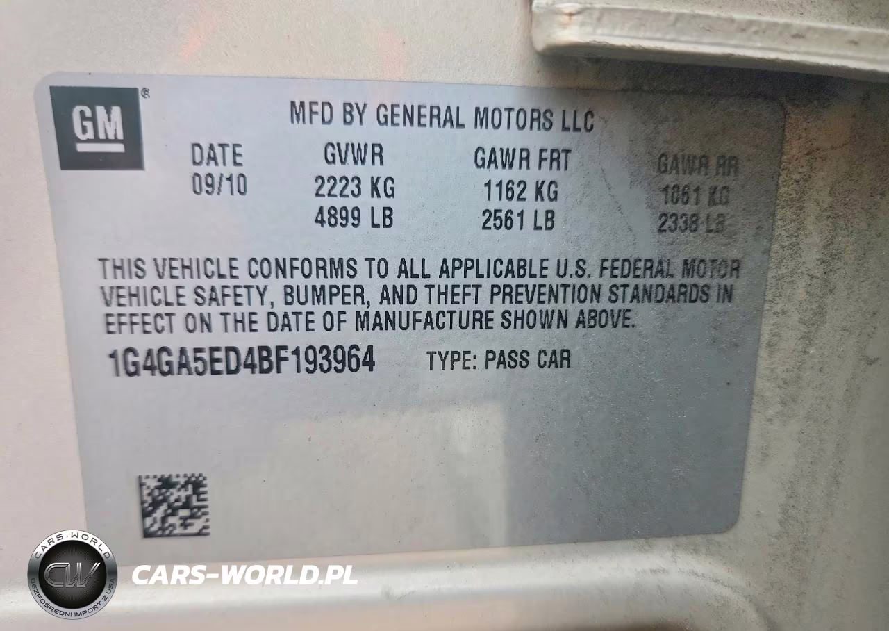 2011 Buick Lacrosse Cx VIN:1G4GA5ED4BF193964 - 12