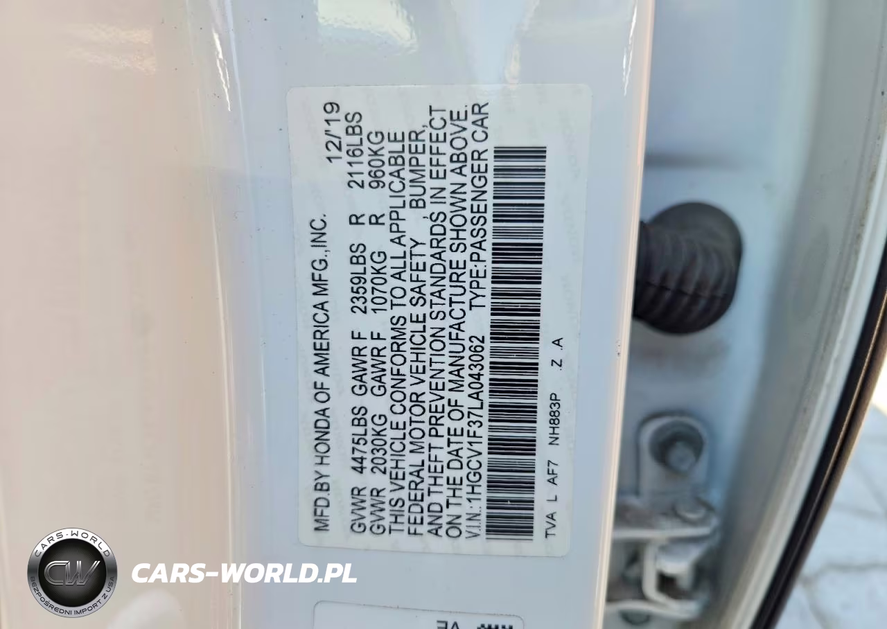 2020 Honda Accord Sport VIN:1HGCV1F37LA043062 - 12