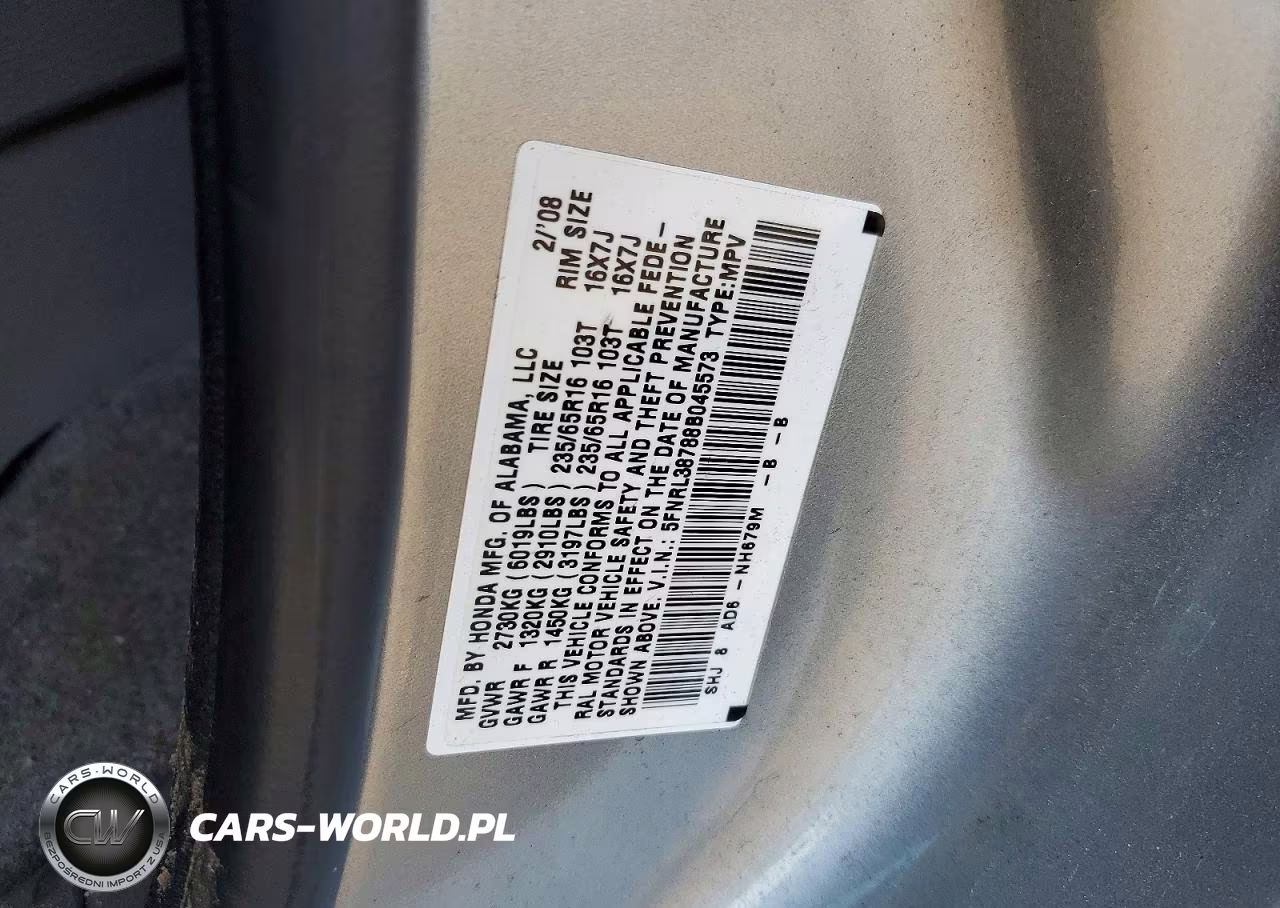 2008 Honda Odyssey Exl VIN:5FNRL38788B045573 - 13