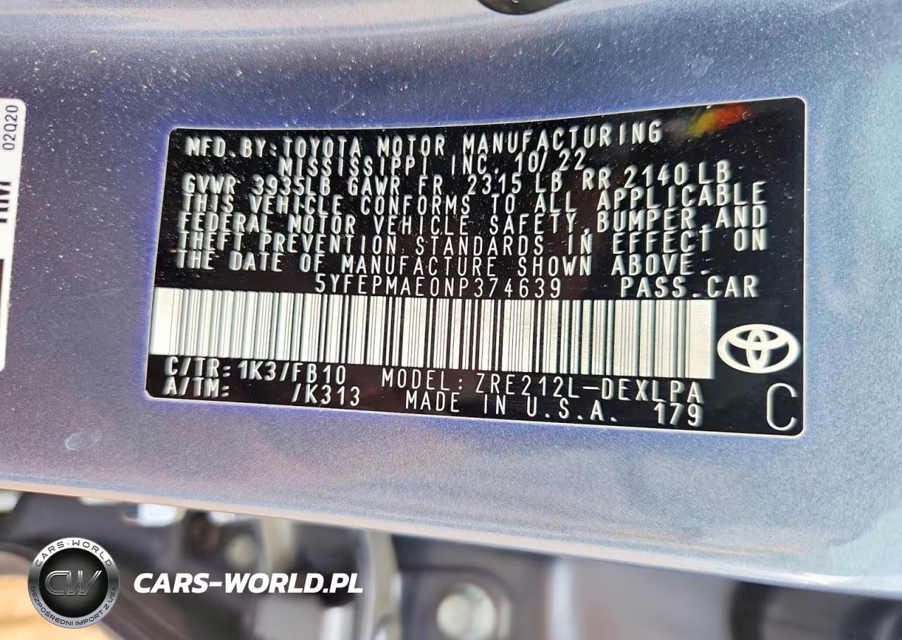 2022 Toyota Corolla Le VIN:5YFEPMAE0NP374639 - 12