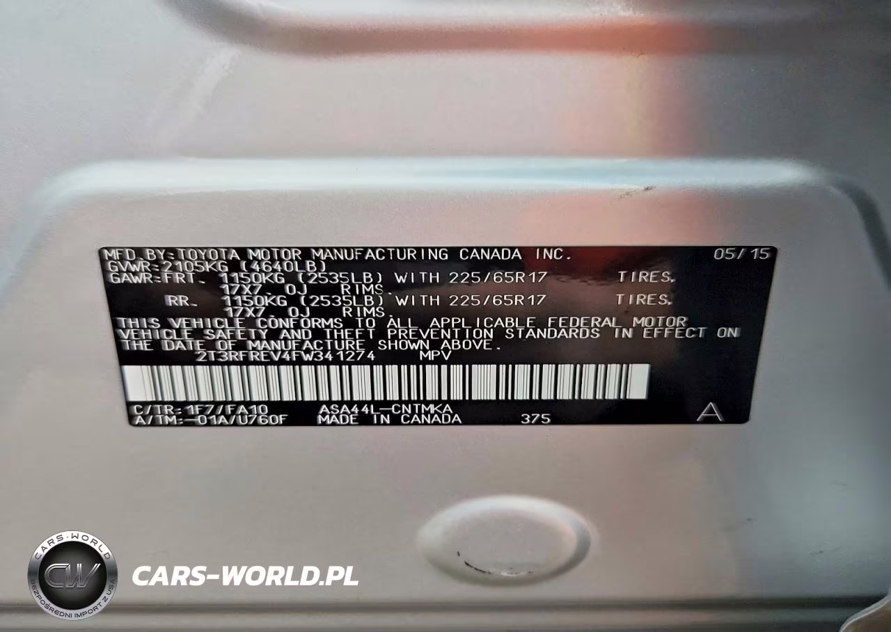 2015 Toyota Rav4 Xle VIN:2T3RFREV4FW341274 - 12
