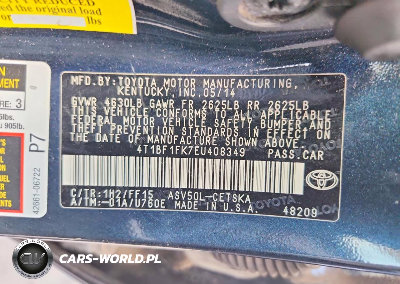 2014 Toyota Camry Se VIN:4T1BF1FK7EU408349 - 12
