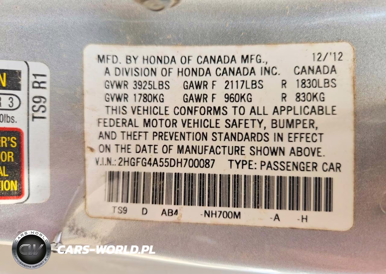 2013 Honda Civic Si VIN:2HGFG4A55DH700087 - 12