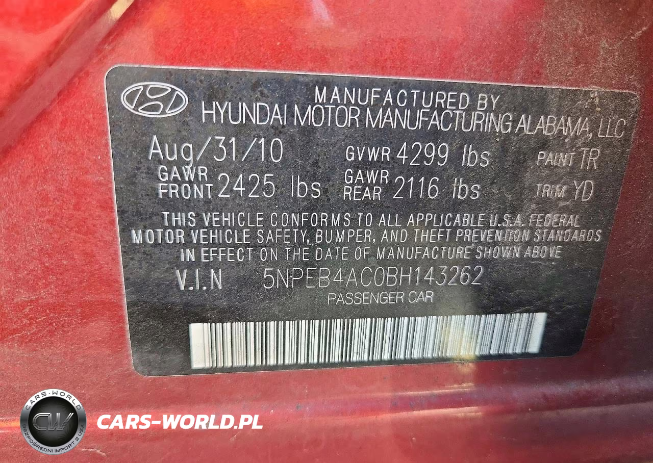 2011 Hyundai Sonata Gls VIN:5NPEB4AC0BH143262 - 12