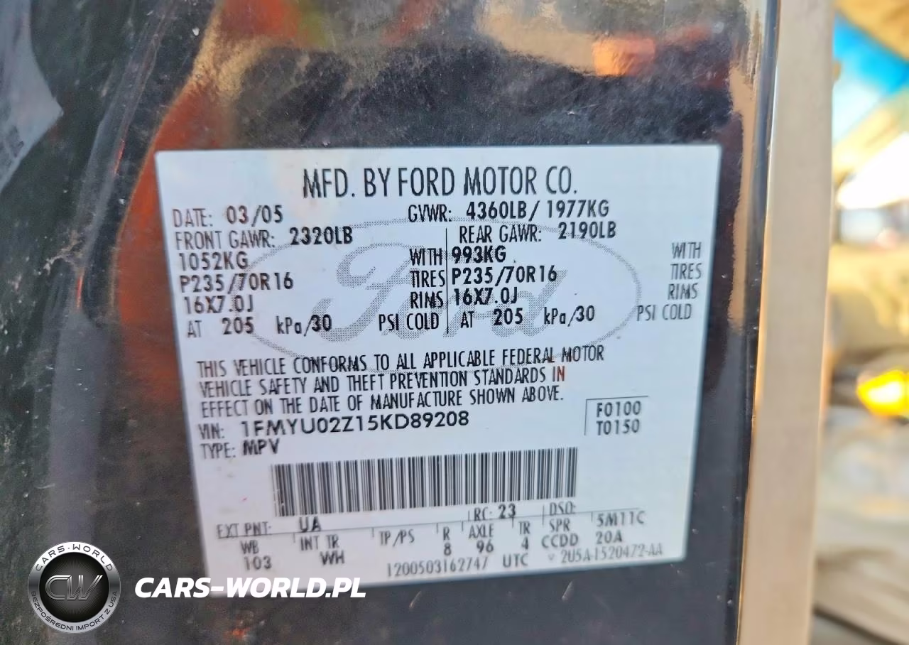 2005 Ford Escape Xls VIN:1FMYU02Z15KD89208 - 14