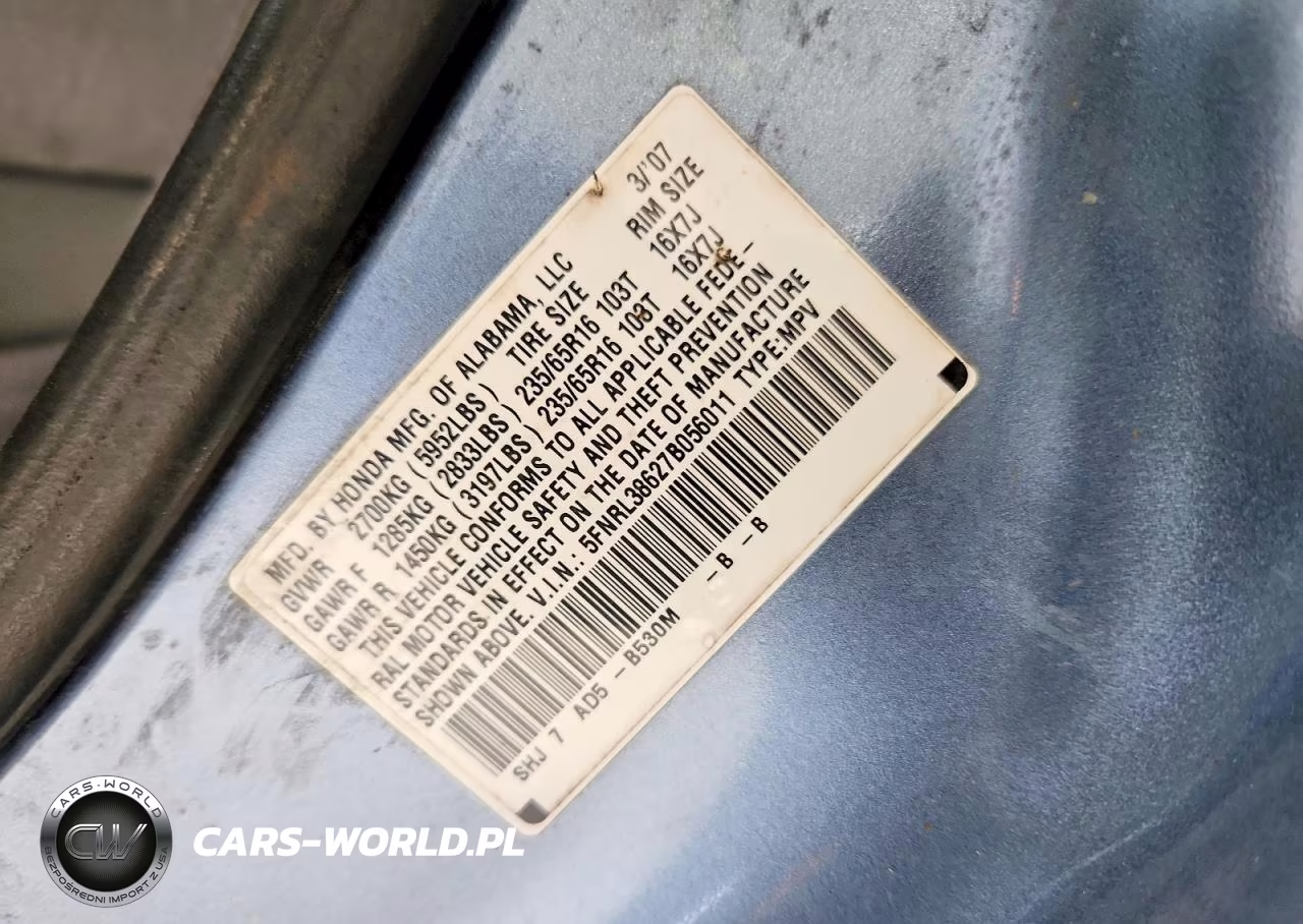 2007 Honda Odyssey Exl VIN:5FNRL38627B056011 - 13