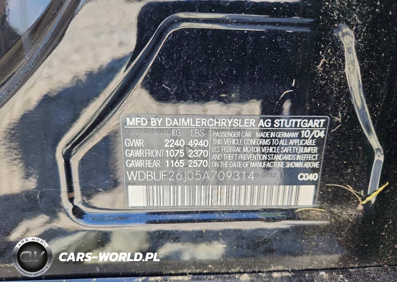 2005 Mercedes-Benz E 320 Cdi VIN:WDBUF26J05A709314 - 12
