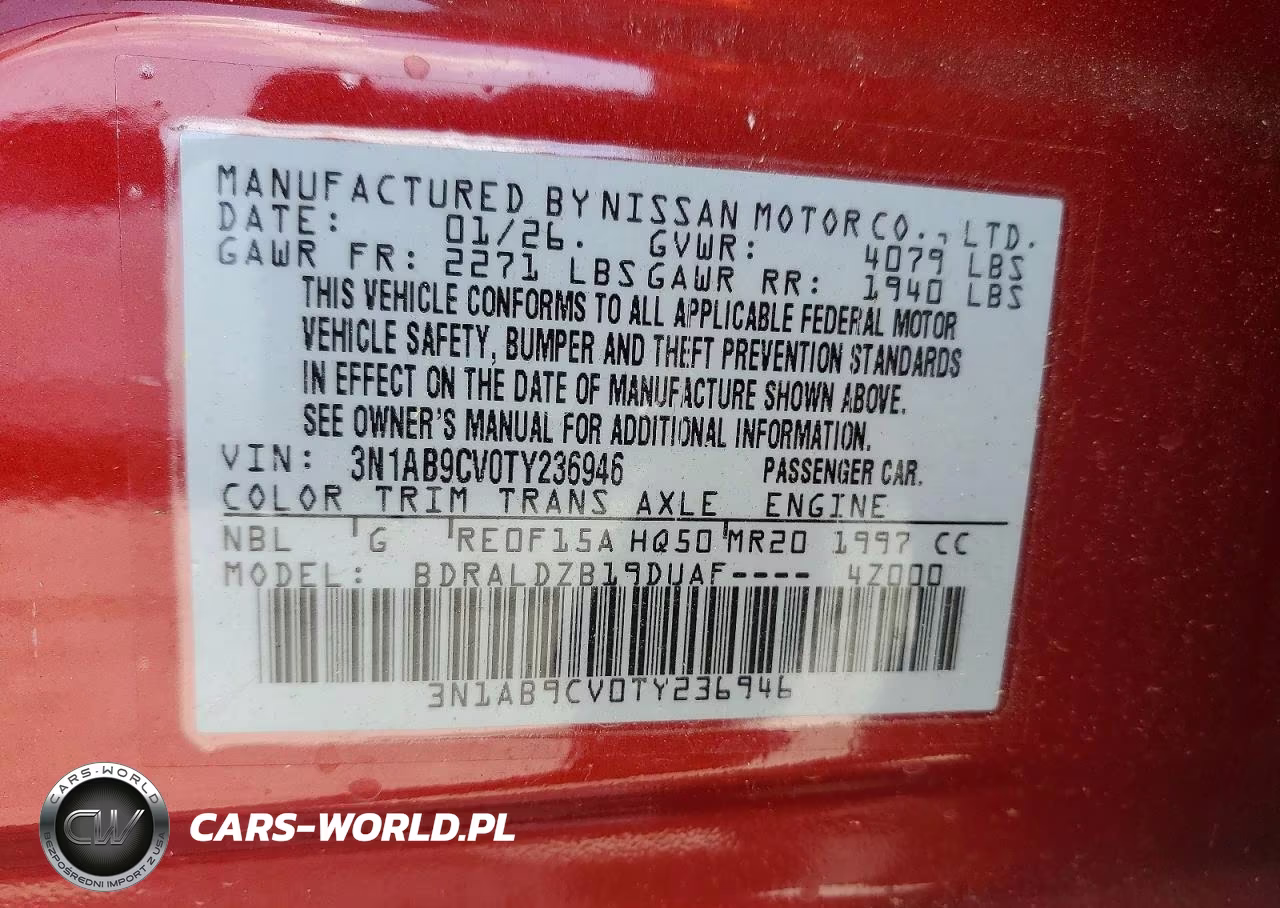 2026 Nissan Sentra Sv VIN:3N1AB9CV0TY236946 - 12