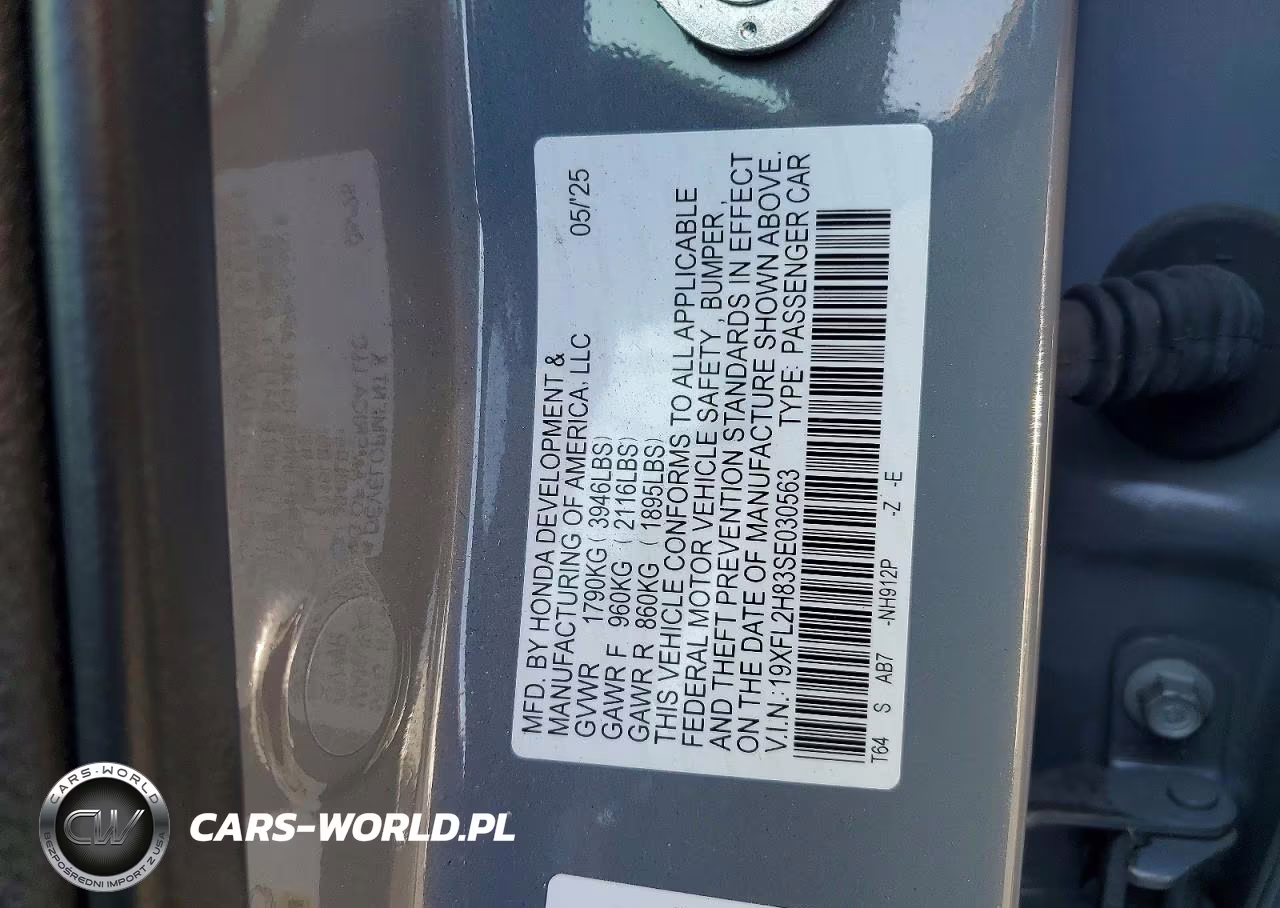 2025 Honda Civic Sport VIN:19XFL2H83SE030563 - 12