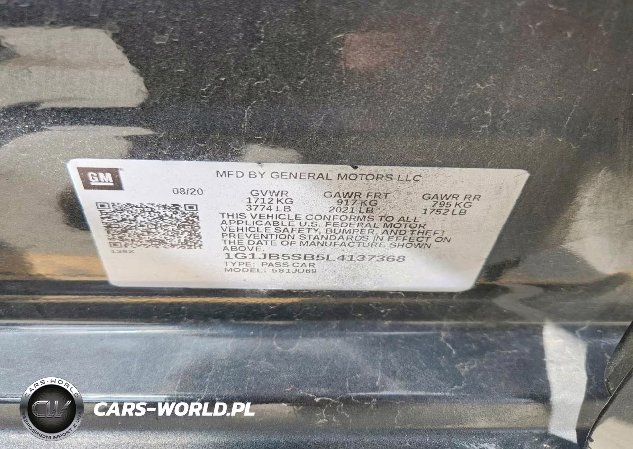 2020 Chevrolet Sonic Ls VIN:1G1JB5SB5L4137368 - 12