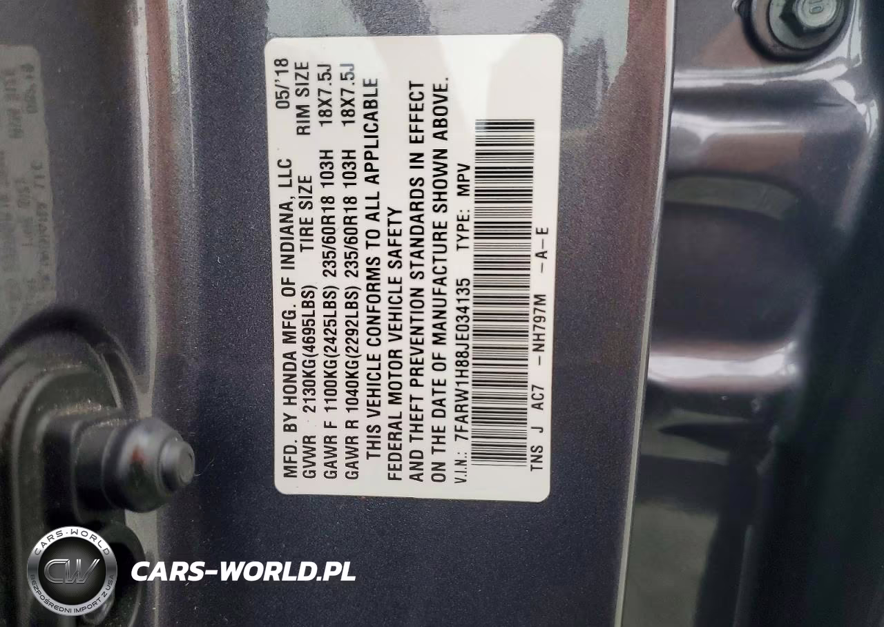 2018 Honda Cr-V Exl VIN:7FARW1H88JE034135 - 13