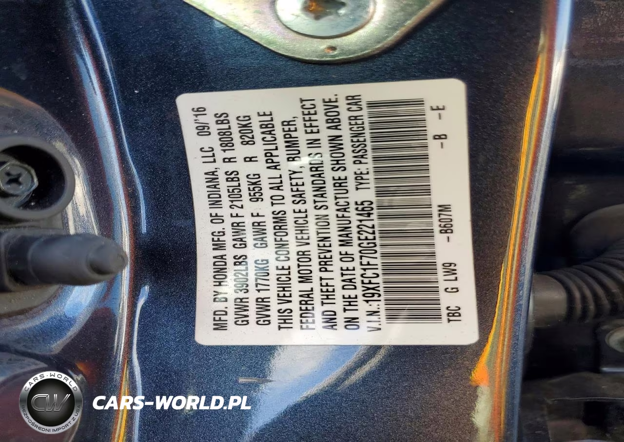 2016 Honda Civic Exl VIN:19XFC1F70GE221465 - 12