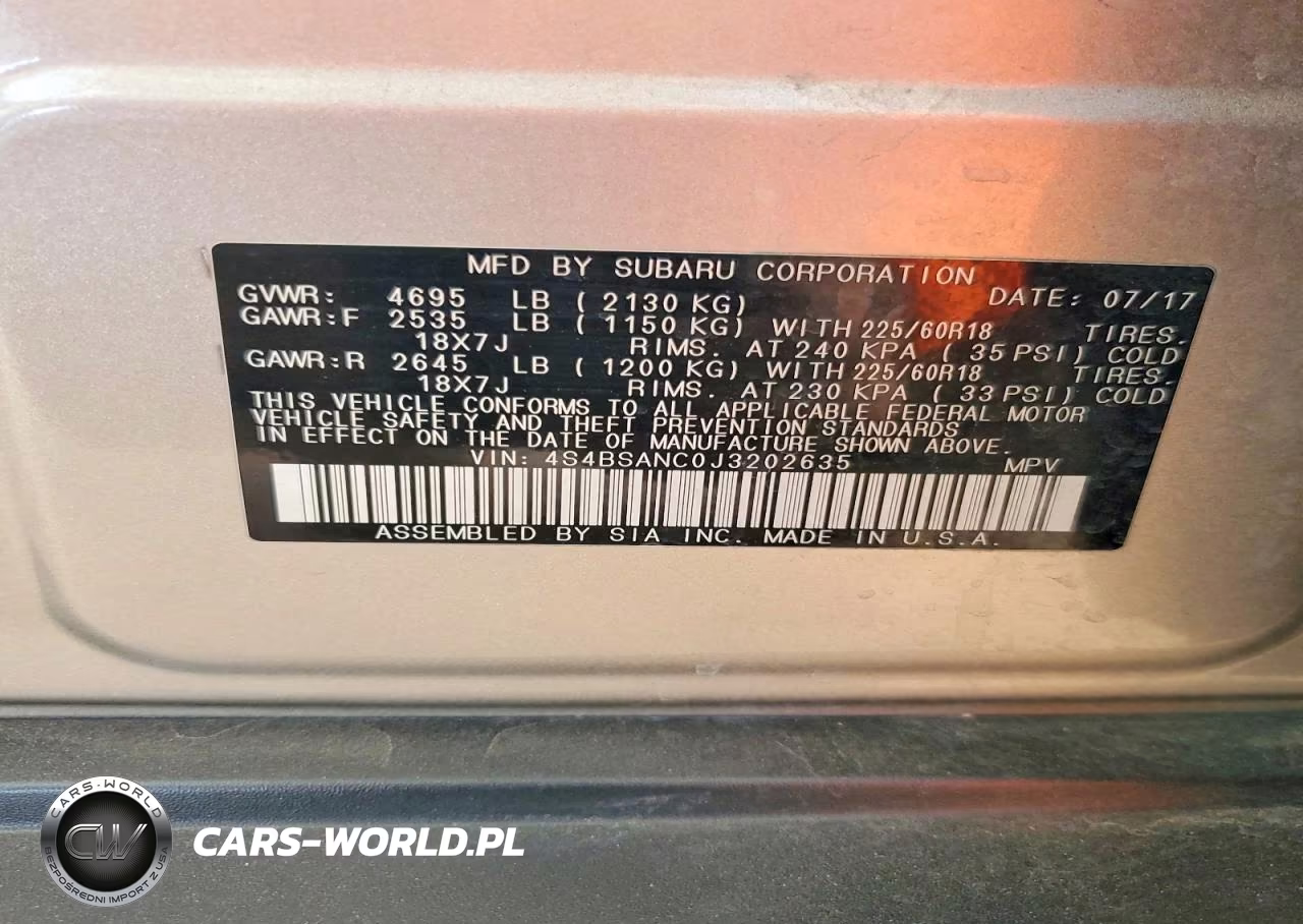 2018 Subaru Outback 2.5I Limited VIN:4S4BSANC0J3202635 - 12