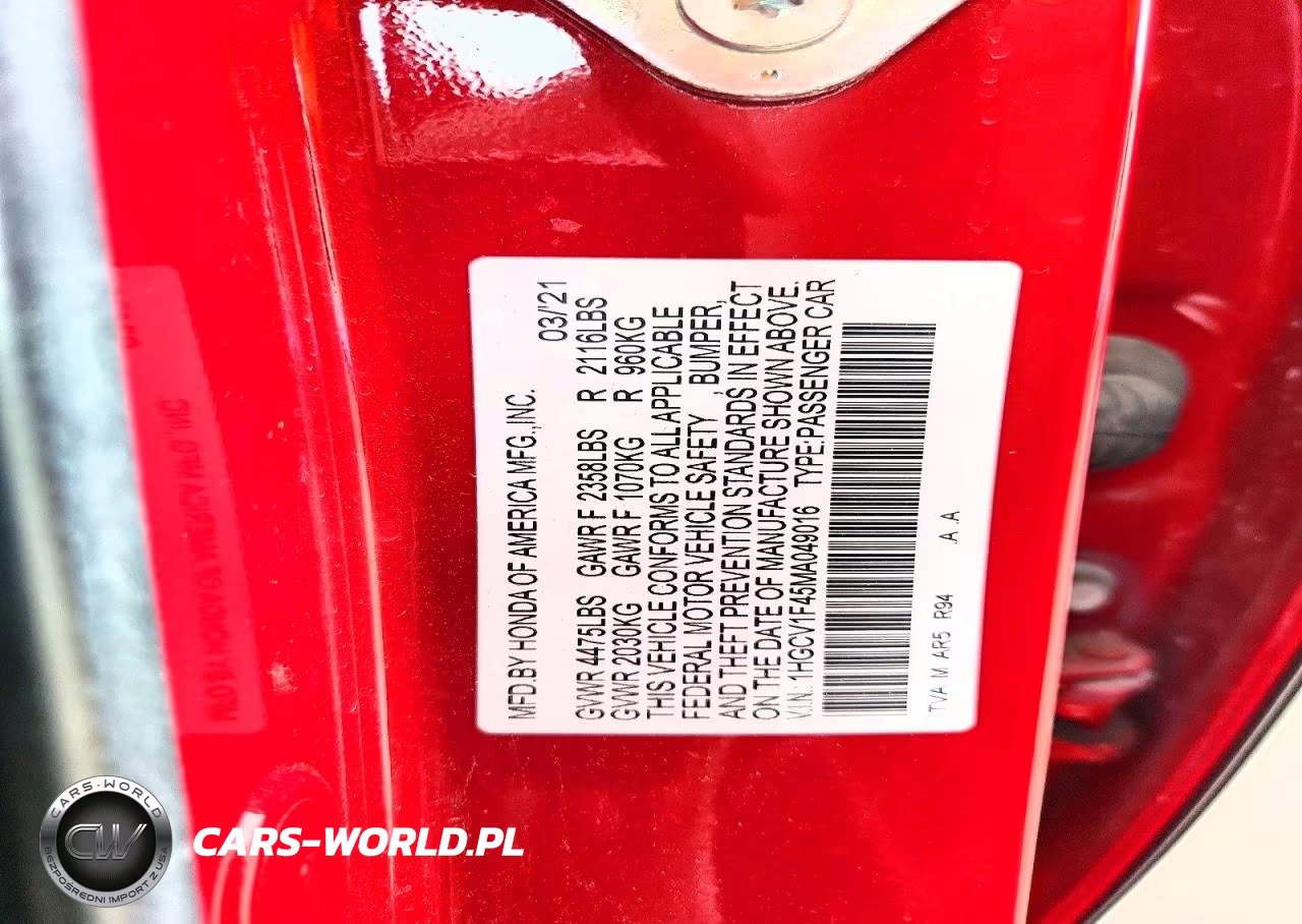 2021 Honda Accord Sport Se VIN:1HGCV1F45MA049016 - 12