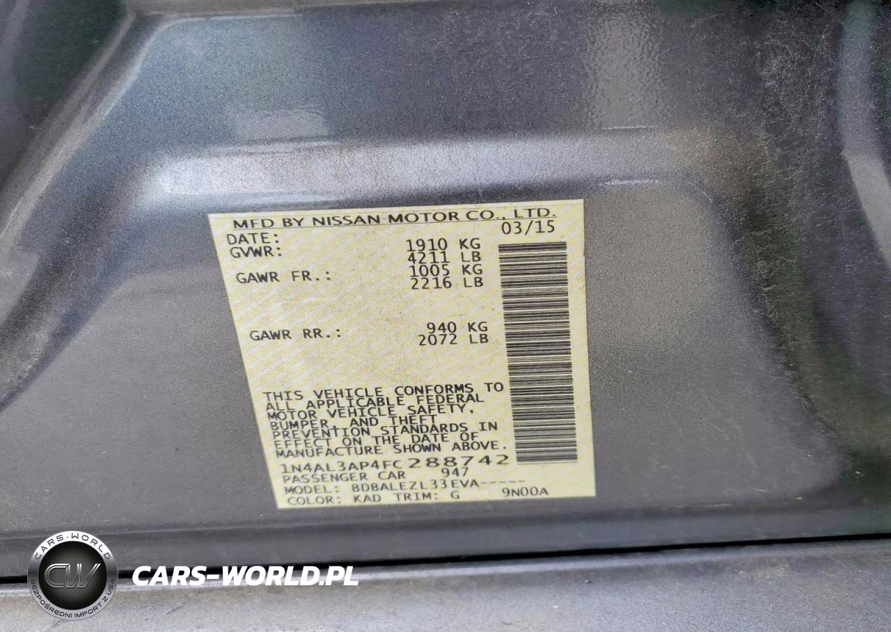 2015 Nissan Altima 2.5 S VIN:1N4AL3AP4FC288742 - 12
