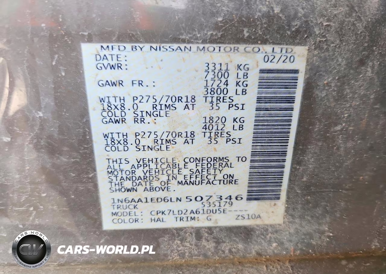 2020 Nissan Titan Pro-4X VIN:1N6AA1ED6LN507346 - 12