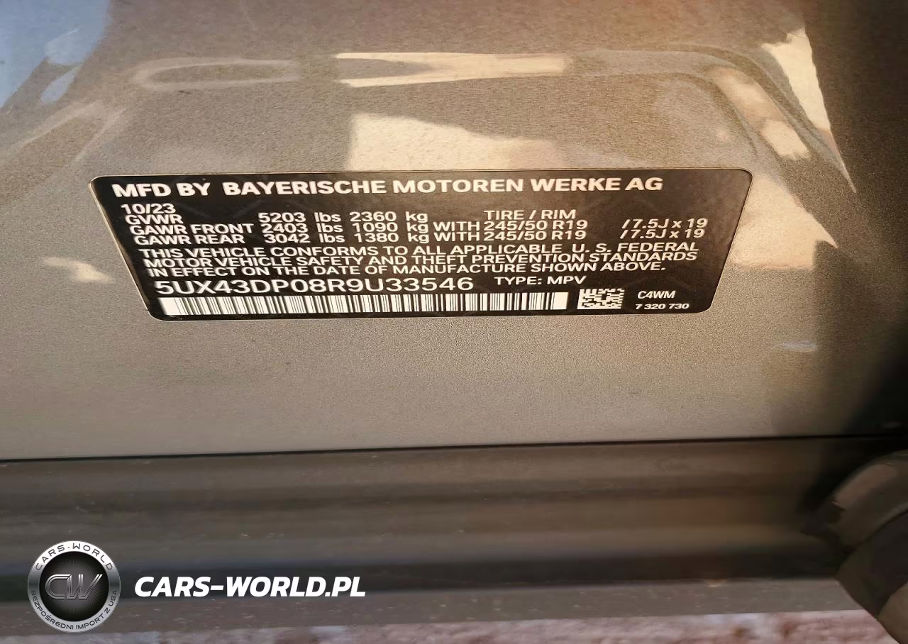 2024 BMW X3 Sdrive30I VIN:5UX43DP08R9U33546 - 12